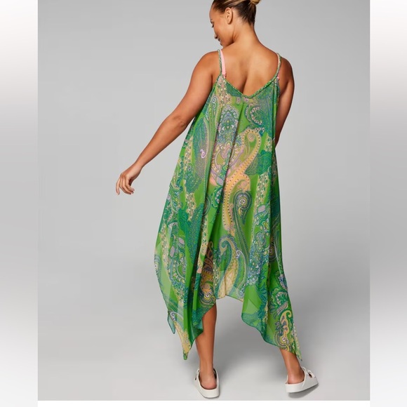 Soma Green Chiffon Scarf-Hem Cover-Up Dress - Picture 13 of 13